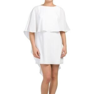 B0 NWT BCBG MAXAZRIA Jamey White Cascading Open Back Cape Dress Size 6 $268